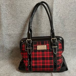 This beautiful plaid and patent leather purse is a statement!!!